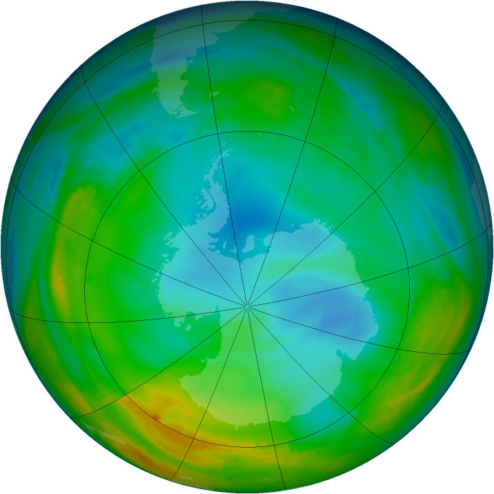 Antarctic ozone map for 25 June 1998